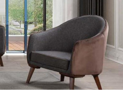 Armchair 1 Seater Gray Single Seater Living room Textile Design Luxury Style new